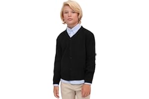 Lilax Little Boys Basic Long Sleeve V-Neck Classic Knit Cardigan Sweater