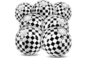 AXBMM 8PCS Race Car Checkered Flag Beach Ball Set – 8" Vibrant Black & White Themed Beach Balls for Kids’ Racing Birthday Parties, Summer Pool Games, End of Year Class Decorations, Bulk Party Favors