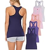 Sexy Basics Women's 5 Pack Racerback PowerFlex Tank Tops/Cotton -Spandex Stretch Color Tank Tops