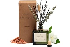 Craft & Kin Reed Diffuser with Dried Flowers | 5 oz Santal Woods Holiday Scented Reed Diffusers for Home, Bathroom | Scent Sticks | Elegant Fragrance Home Decor for Men & Women