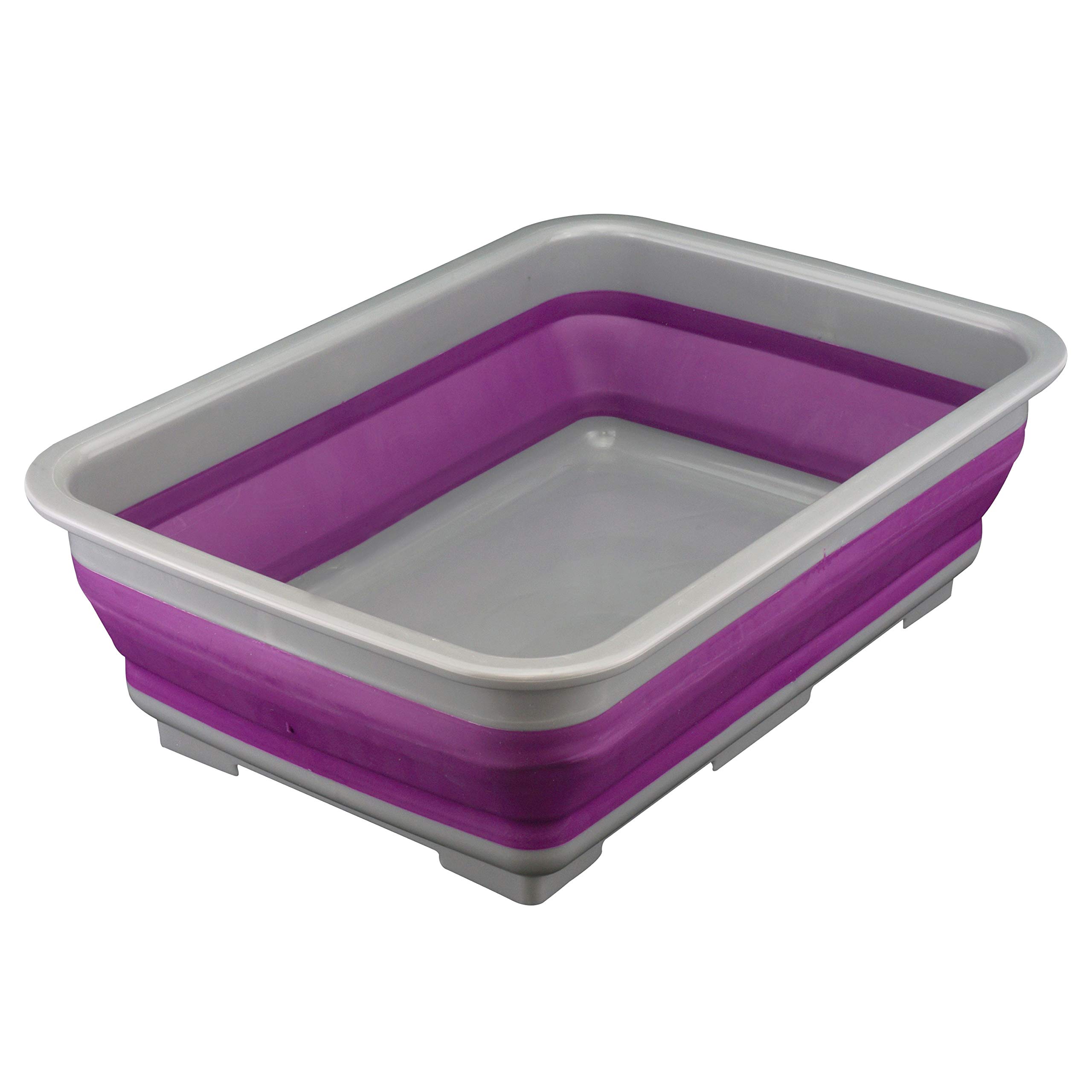 Collapsible Washing up Bowl, Portable 10L Water Storage Basin and Space Saving Plastic Washtub with Easy Pop Out Plastic Design Ideal for Cleaning & Camping(Purple).