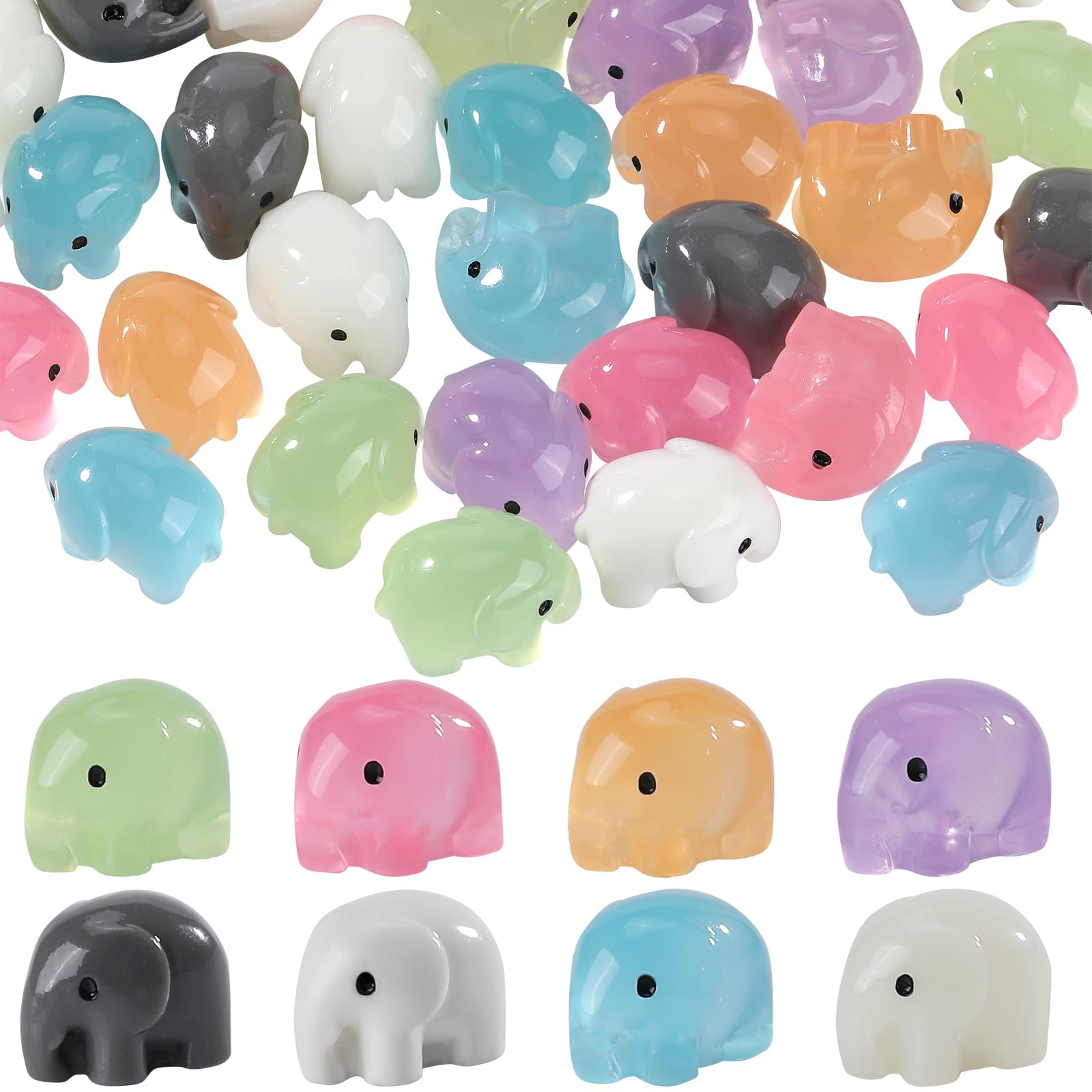 WEWAYSMILE 40pcs Luminous Mini Resin Animals, Glow in The Dark, Mini Panda, for Patio Home Decor DIY Crafts (8 Styles)