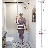 HEALTHCRAFT uPole with Pivot Bar (7-10 Feet) Transfer Pole for Seniors, Floor to Ceiling Grab Bar Tension-Mounted, Toilet Saf