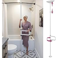 HEALTHCRAFT uPole with Pivot Bar (7-10 Feet) Transfer Pole for Seniors, Floor to Ceiling Grab Bar Tension-Mounted, Toilet Saf