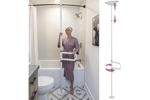 HEALTHCRAFT uPole with Pivot Bar (7-10 Feet) Transfer Pole for Seniors, Floor to Ceiling Grab Bar Tension-Mounted, Toilet Safety Grab Handle for Elderly, Bedroom Support Rail (300 Lb. Capacity)