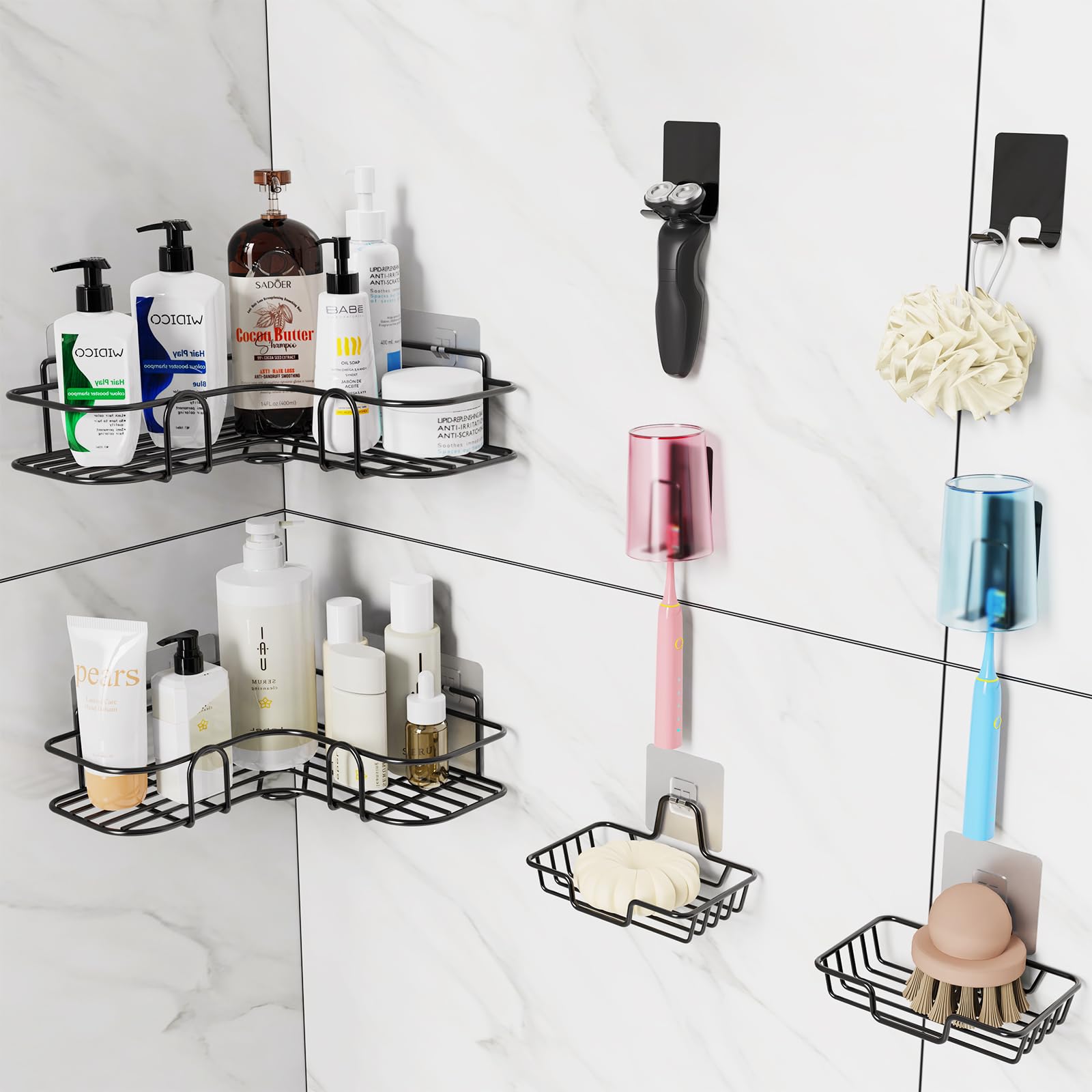 Photo 1 of Shower Corner Caddy, No Drilling, Rustproof, Shower Shelf, 8-Pack Bathroom Organizers and Storag Shelves,Bathroom Decor Accesorios para BañO,Esquinero para BañO