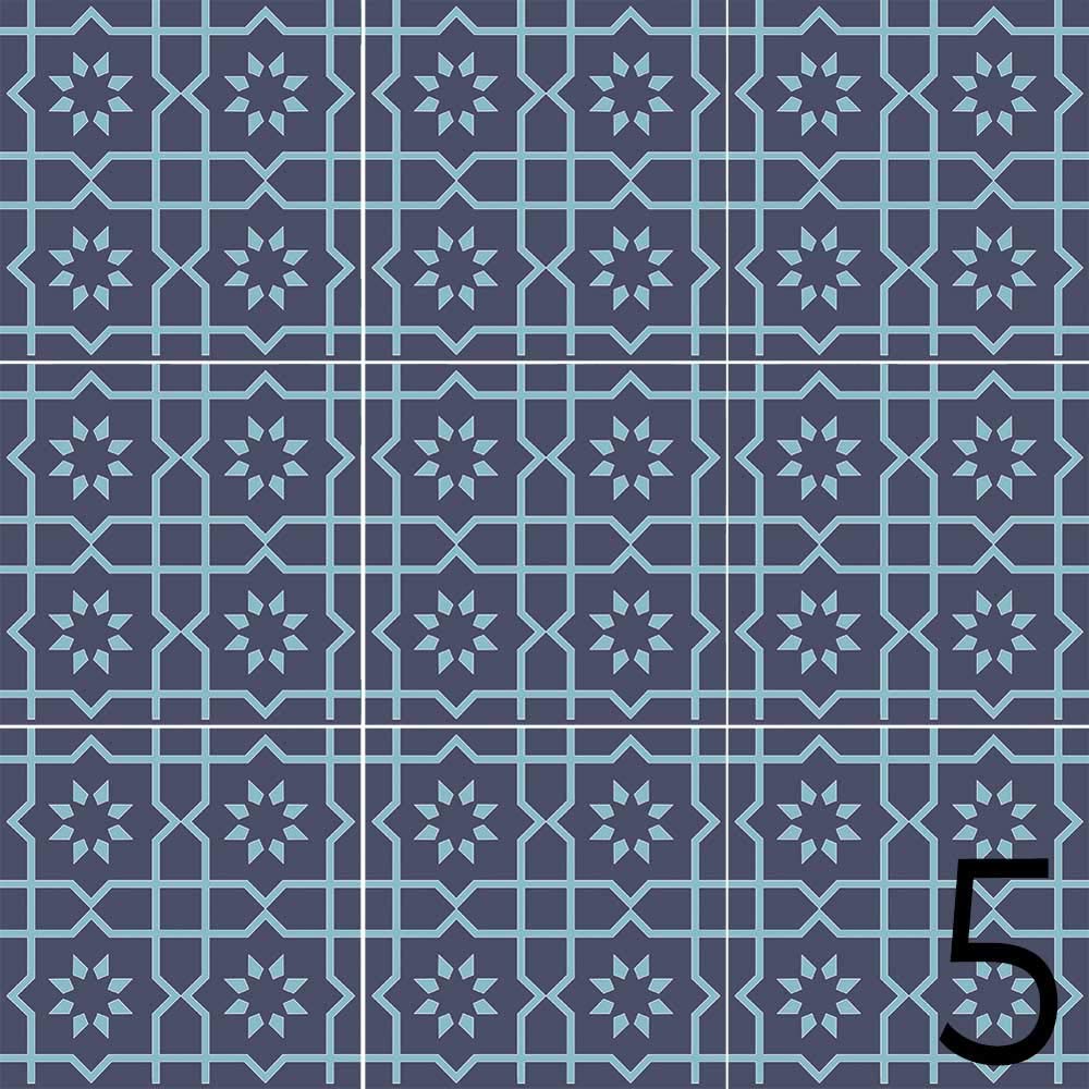 WHATABUS Tiles/Azulejos each 9.8 x 9.8 cm - 9 different designs - stickers in a set - stickers (design 5, 36)