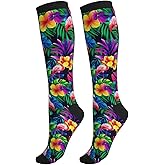 Yealedee Compression Socks Calf Knee High Support Socks Novelty For Women Men Athletic Running Hiking Nurse