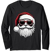 Santa Face Retro Sunglasses Christmas Xmas Long Sleeve T-Shirt