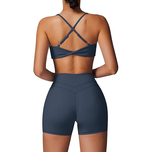 ABOCW Women Workout Sets Halter V Neck Wrap Over Sport Bra Hgh Wat