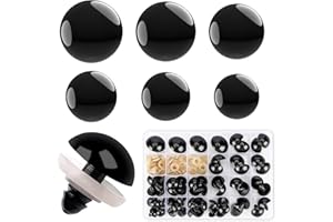 BUYLORCO 16~30 mm Large Black Safety Eyes for Amigurumi Crochet Crafts Dolls Making Stuffed Animals and Teddy Bear