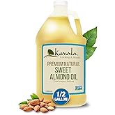 Kevala Sweet Almond Oil - Cold Pressed Almond Oil for Baking and Mixing with Essential Oils, With Mild Scent and Flavor, Nourishing and Rich in Vitamin E, Made with Selected Almonds, 64 oz, 1/2 gal