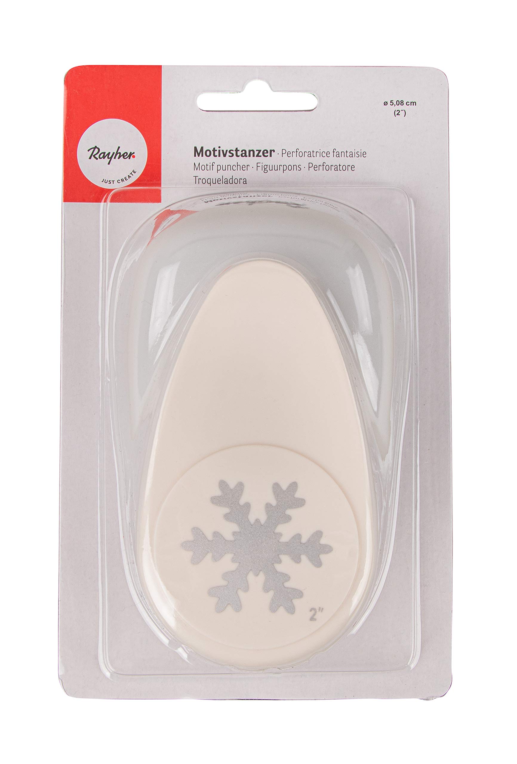 Rayher Paper Craft Punch with Snowflake Design, Lever Punch for Card Making and Scrapbooking, 5.08cm, 2", 69007000
