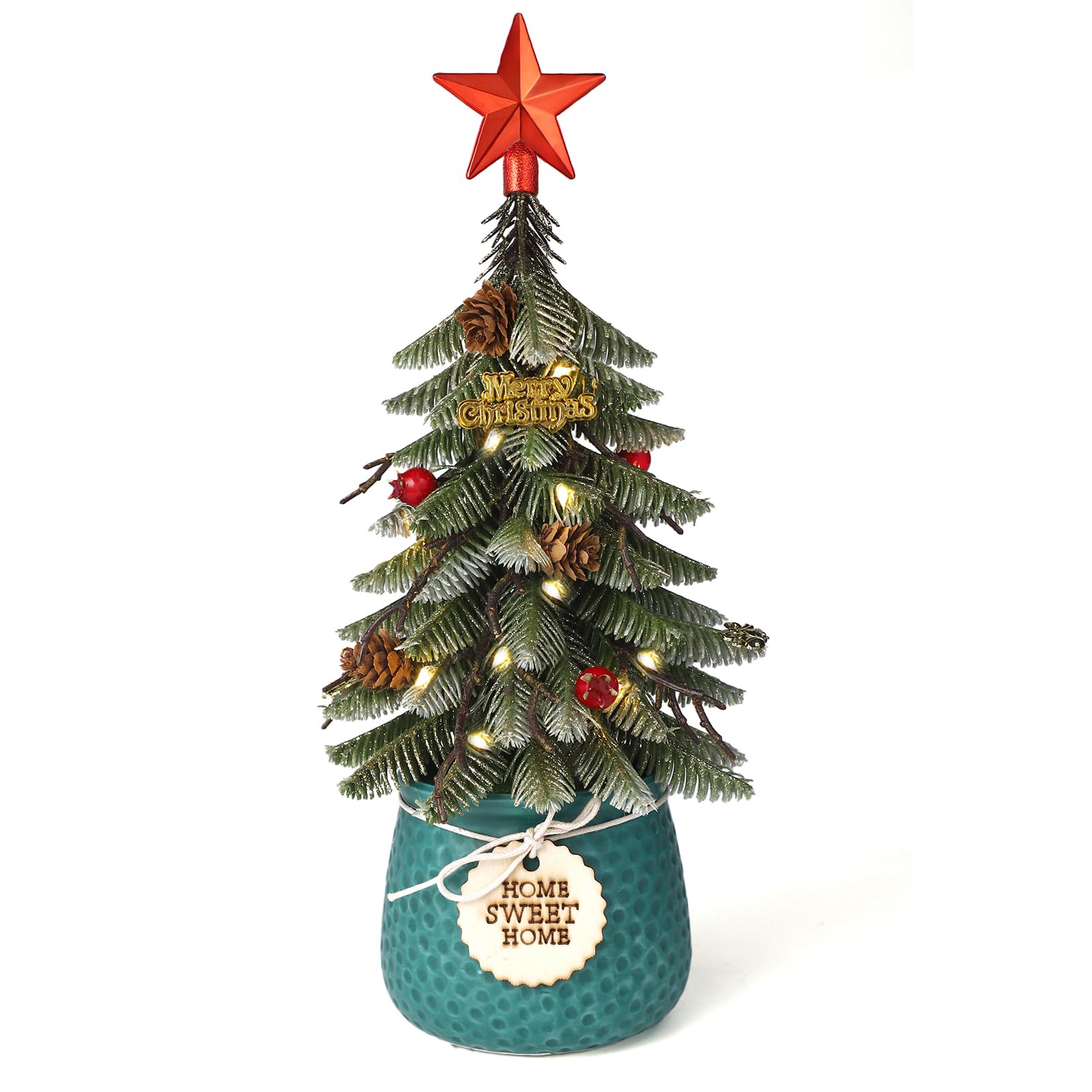 DHOEM Artificial Small Tabletop Christmas Tree, 13 Inch Mini Xmas Tree ...