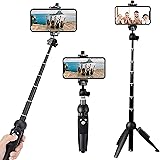 Selfie Stick Portable 40 Inch Aluminum Alloy Selfie Stick Phone Tripod with Wireless Remote Shutter Compatible with All Cell
