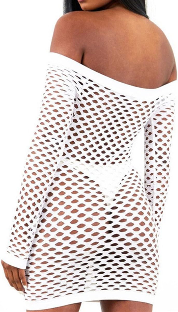 Women's Mesh Fishnet Babydoll Mini Dress Free Size Bodysuit