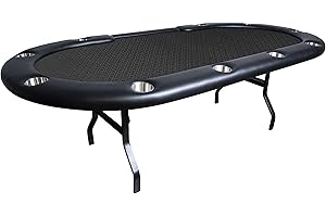BBO Poker Aces Pro Folding Poker Table for 10 Players with Speed Cloth Playing Surface, 96-Inch Oval (Black)