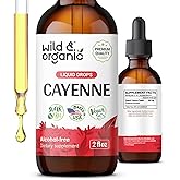 Wild & Organic Cayenne Pepper Tincture - Capsaicin Supplements for Digestive Support - Cayenne Pepper Extract Liquid - Vegan, Alcohol-Free Drops - 2 fl oz