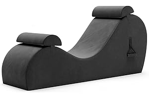Avana Chakra Yoga Chaise - 2 Adjustable Headrests & Handles with Adjustable Straps, Micro-Velvet/Microloop, Black & Grey