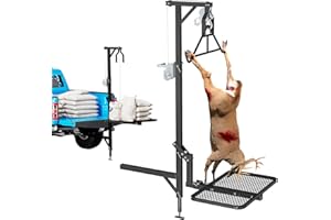 CROSSHIP Hitch Game Hoist - Deer Hoist for Truck Hitch + Lifting System Platform for 2'' Receiver, 360° Swivel Crane & Lift - Truck Bed Kit with Winch/Gambrel - 400lbs Capacity