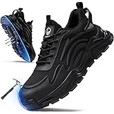 KGJIANDA Steel Toe Shoes for Men Work Shoes Men Steel Toe Shoe for Construction Breathable Anti Smash Sneakers for Warehouse Lightweight Safety Indestructible Sneakers for Industrial