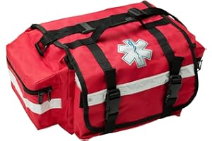 NOVAMEDIC Professional Empty Red First Responder Bag, 17" x 9" x 7", EMT Trauma First Aid Carrier for Paramedics and Emergency Medical Supplies Kit, Lightweight and Durable