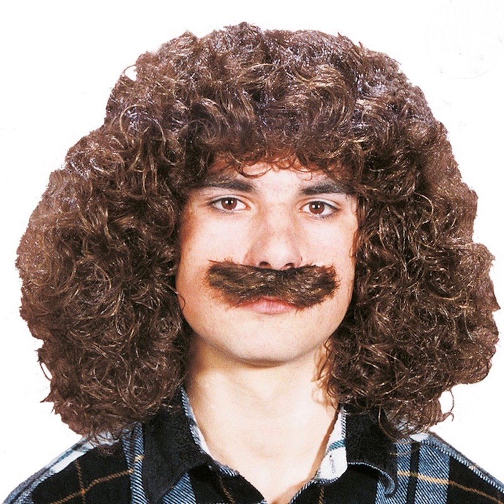 shoperama Perruque pour Homme avec Boucle pour déguisement de Loup Marron