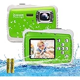 ISHARE Waterproof Kids Camera, Underwater 21MP 1080P Waterproof Digital Camera with 2" LCD 8X Digital Zoom Flash and Mic for 