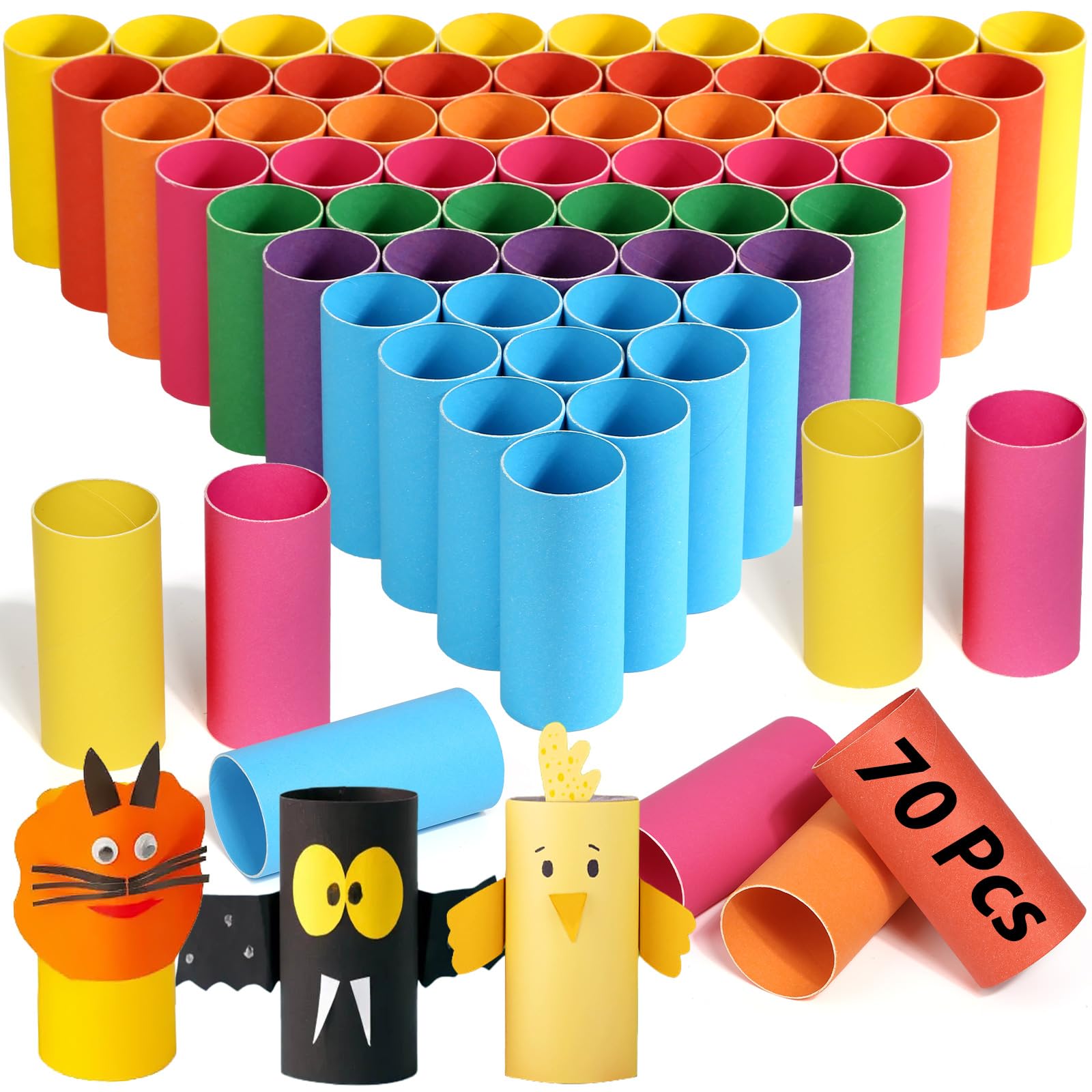 Photo 1 of ***PARTS ONLY*** MAPVOLUT 70 Pack Colorful Craft Tubes - 1.5x3.4 Inch Heavy-Duty Cardboard Tubes for DIY Crafts, Art Projects & Holiday Decorations | Premium Kraft Paper Tubes for Teachers & Artists