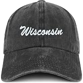 Trendy Apparel Shop Wisconsin State Embroidered Low Profile Adjustable Cotton Cap