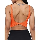 LUYAA Womens Workout Sports Bras Backless Padded Yoga Tank Tops Crop Twist Low Back Cami Bra for Gym