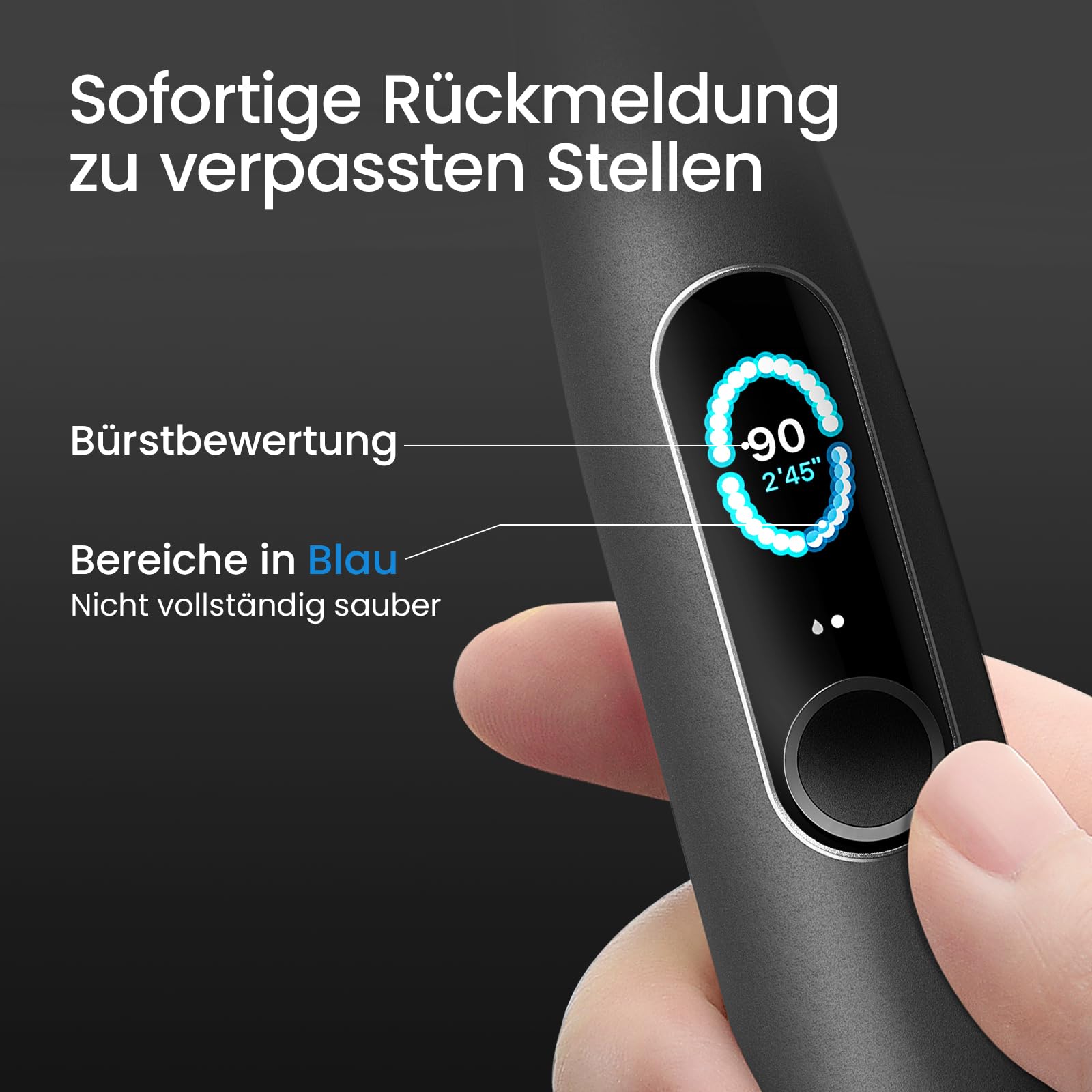 Oclean Elektrische Zahnbürste X Series Pro Elite Gift Set mit 7 Bürstenköpfe & Wandhalterung & Reiseetui, Schallzahnbürste mit Touchscreen, Sonic Electric Toothbrush mit Timer,Tiefschwarz 2