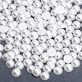 Briskbloom 600PCS 8mm White Flatback Half Pearls for Crafts Jewelry Scrapbook Nails, Flatback Pearls for Crocs Shoes Scrapbooking Embellishement, Imitation Loose Pearl Beads Gems