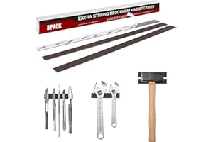 CHUNNIAO Extra Strong Flexible Magnetic Tape 12 X 0.8"(3 Pieces),40 Mil Neodymium Strips of Magnet with Sticky Adhesive Backing, Really Very Strong Magnets,Super NdFeB Magnet Tapes Mounting Tools and DIY