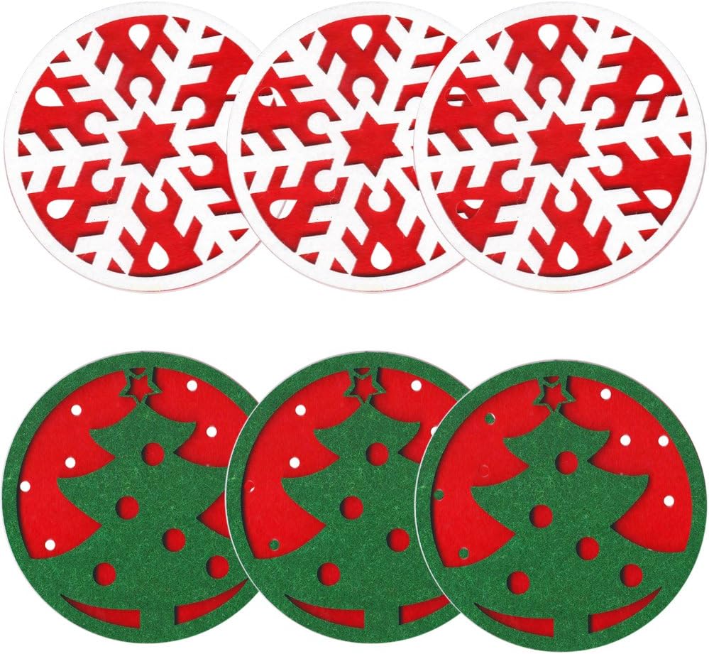 Christmas Party Decorations Felt Drink Coasters Set of 6