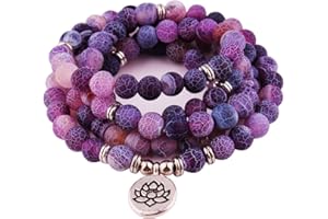 GVUSMIL 8mm 108 Mala Beads Wrap Bracelet Necklace for Yoga Charm Bracelet Natural Gemstone Jewelry for Women Men