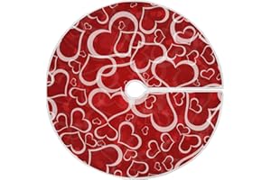 Qilmy Valentine's Day Tree Love Heart Christmas Tree Skirt Double Layers Fine Tree Skirt for Christmas Handicraft for Holiday Party, New Year Festive Decoration 48 Inches
