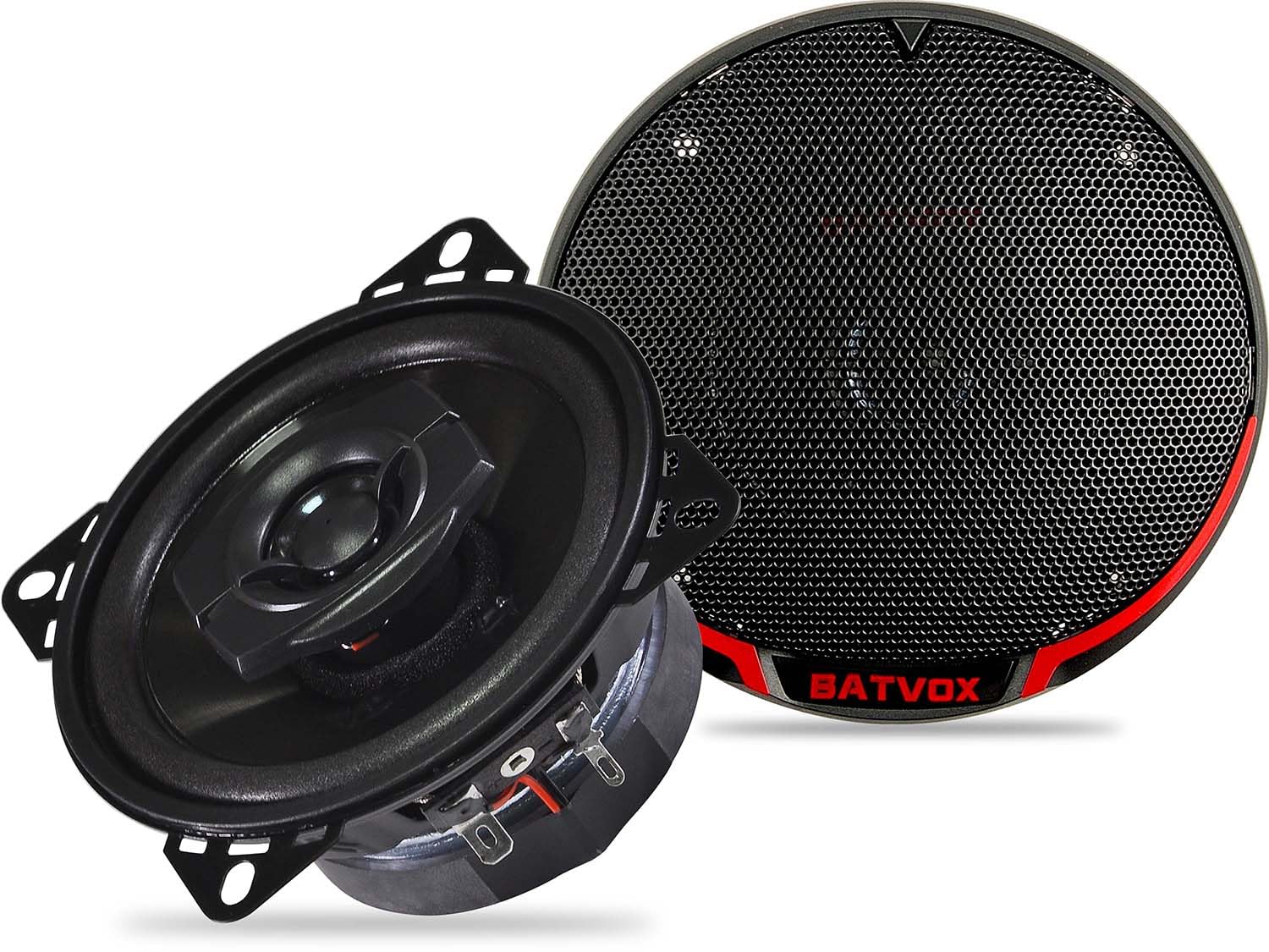 Photo 1 of BATVOX CS401 150 Watts 4 Inch 2 Ways 4 Ohm Impedance and Piezo Tweeter for Premium Car Audio Coaxial Car Speakers, Car Stereo Sound System with Removable Grill (2 Speakers)