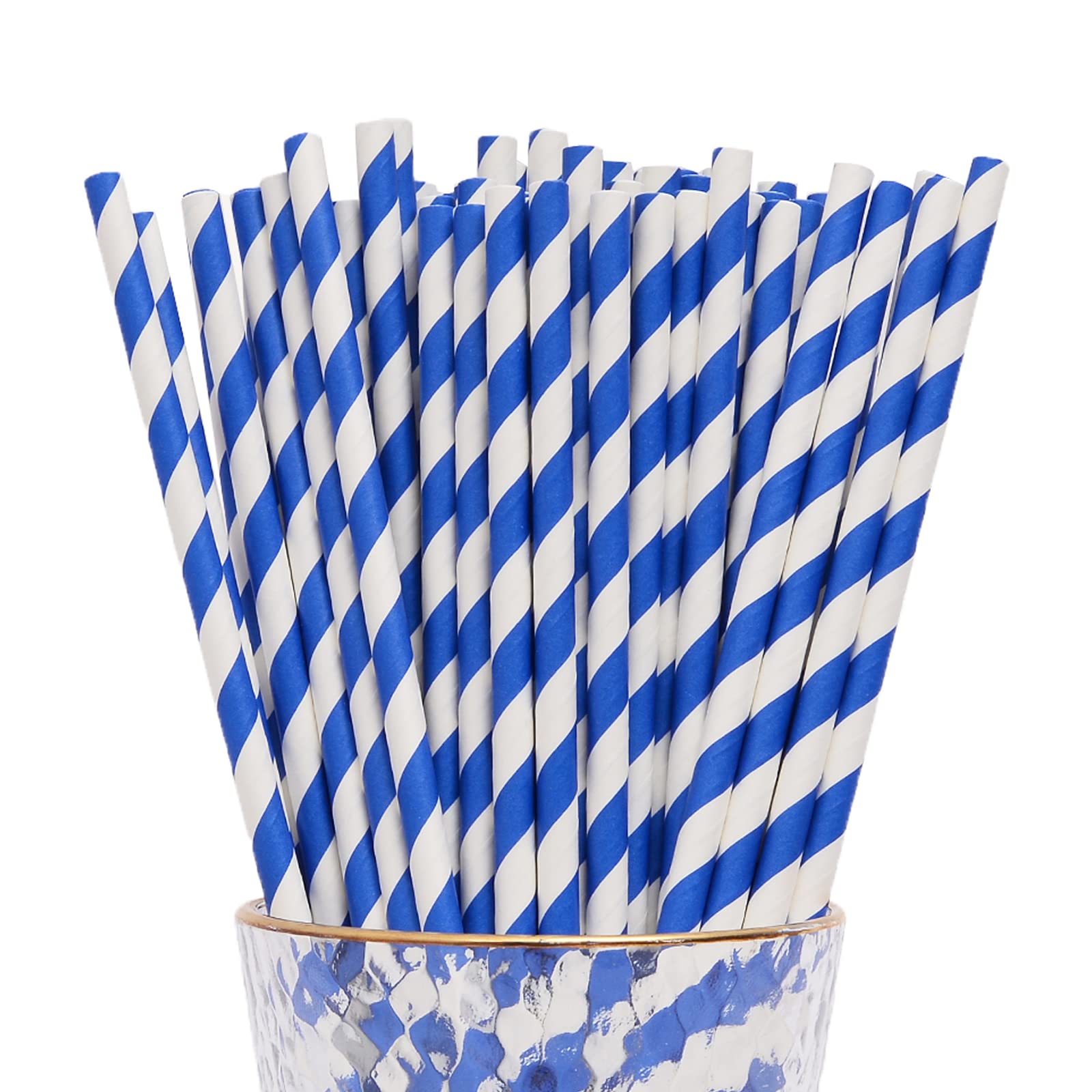 YAOSHENG Pack of 100 Red Paper Straws, Biodegradable, Colourful Drinking Straws, Suitable for Parties, Weddings and Occasions (Blue)