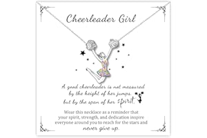 SmileBelle Dance Cheerleader Gifts for Girls, Cheer Dance Necklace Handmade Jewelry as Christmas Gifts for Her, Sparkly Gymnastics Necklace as Birthday Gifts Cheerleader Outfit for Daughter Nephews