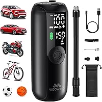 Woowind Tire Inflator, Bike Pump, 1 Minute Inflation Air Compressor, 150PSI Air Pump for Car Tires, Bikes, Motorcycles, Balls