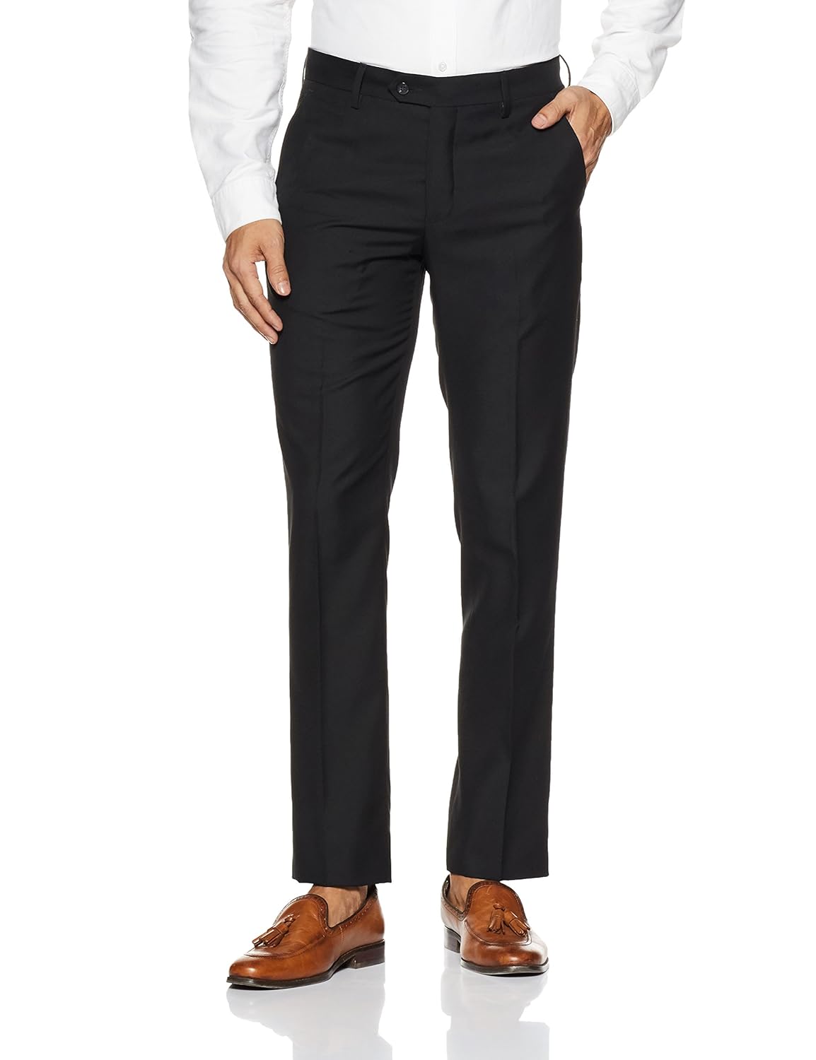 louis philippe men's relaxed fit formal trousers