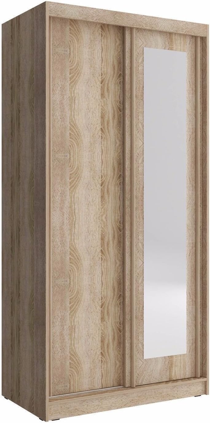 CHECO HOME AND GARDEN 2-DAY PREMIUM SHIPPING AVAILABLE MODERN 100 cm WIDE SLIDING 2 DOORS WARDROBE (Sonoma Oak)