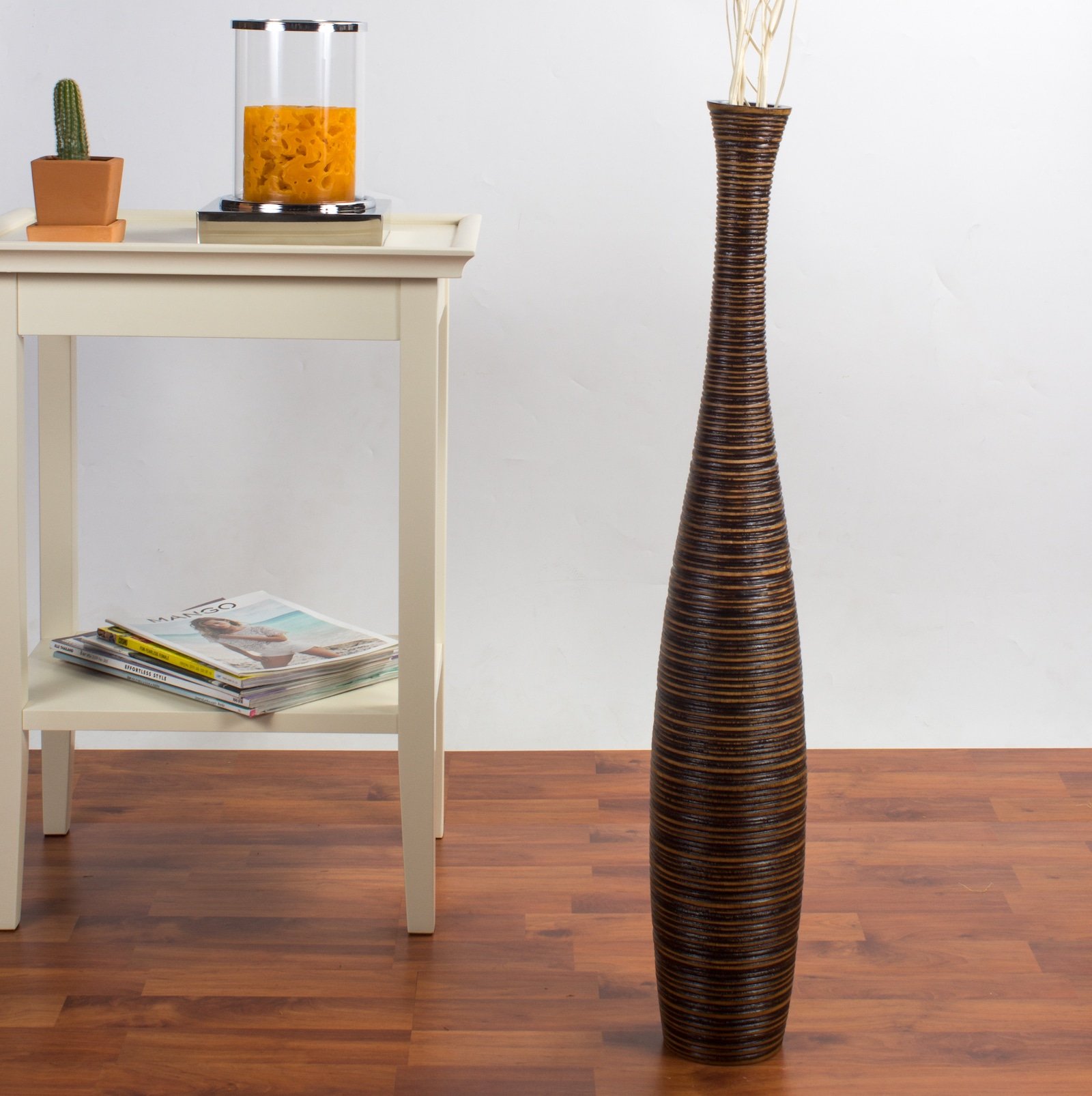 Leewadee Tall Floor Vase 30 inches, Wood, Brown 4250587600650 eBay