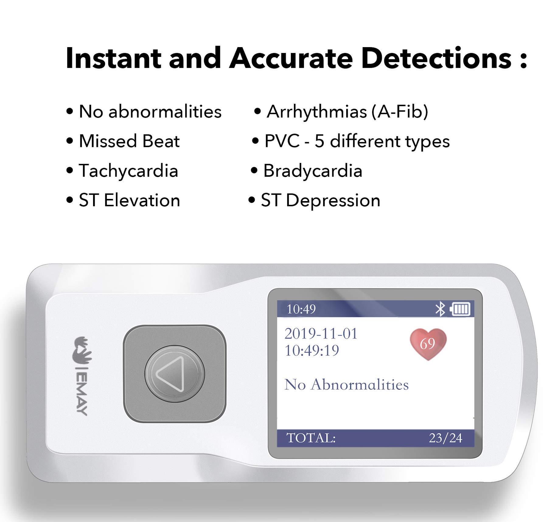 EMAY Bluetooth Portable ECG/EKG Monitor (for iPhone & Android, Mac