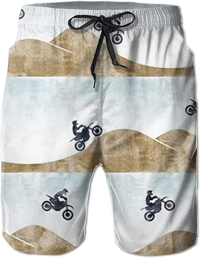 Star Harbor Motocross Dirt Bike Men's Swim Trunks Quick Dry Beach
