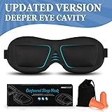 AMAZKER 3D Sleep, Eye Masks for Sleeping with Ear Plug and Carry Pouch Contoured Shape Ultra Lightweight and Comfortable Sleeping Mask for Travel, Nap, Shift Works, Black