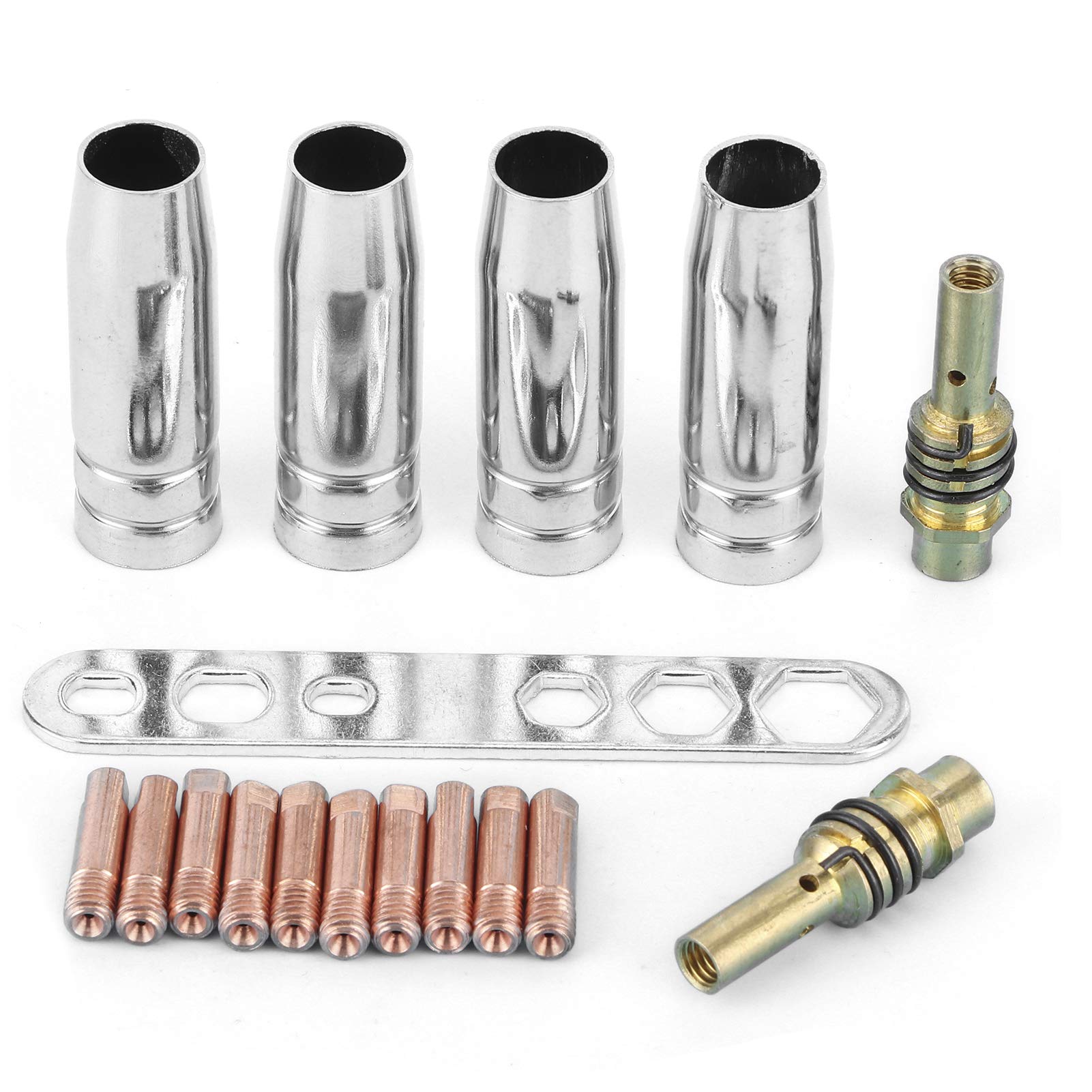 Qiilu 17pcs/set Welding Torch Nozzle Kit 0.8mm Contact Tips MIG MAG Nozzle Holder Fit for Binzel 15AK A7u877
