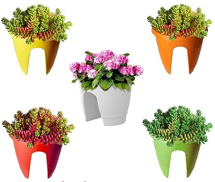 Altino Plastic Railing Pots and Planter, Multicolor (3)