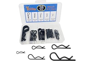 Yoliko 38 Pcs Hitch Pin Clip R Clips Retaining Pins Tractor Cotter Pin Hair Pin Assortment Iron Black Zinc-plated Spring Clip Retainer Pins keeper Pins Kit for Dolly Pins/Trailer Pin Clips Replacement